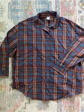 Melrose and Market Plaid Button-Up Shirt in Maroon, Navy, Tan